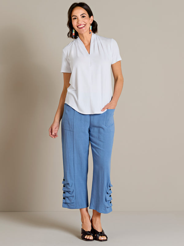 Drape-and-Fold-and-Button Outfit