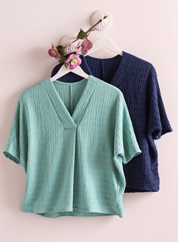 Tailored Texture V-Pleat Top