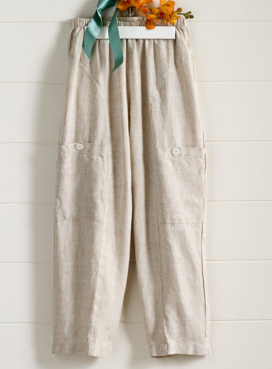 US Linen Patch Pocket Crop Pant