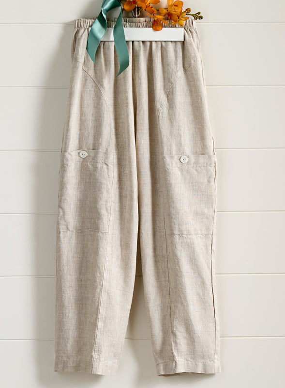 US Linen Patch Pocket Crop Pant