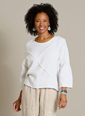 Fringe Line Linen Blouse