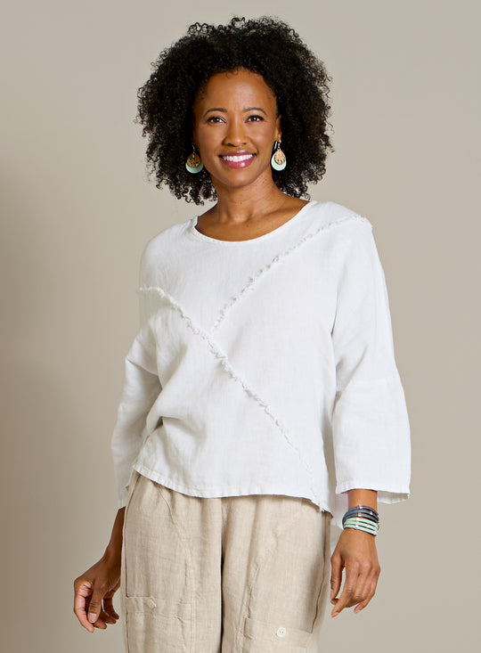 Fringe Line Linen Blouse