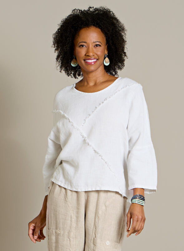 Fringe Line Linen Blouse