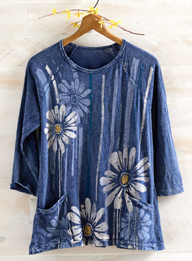 Indigo Daisy Cotton Raglan Top