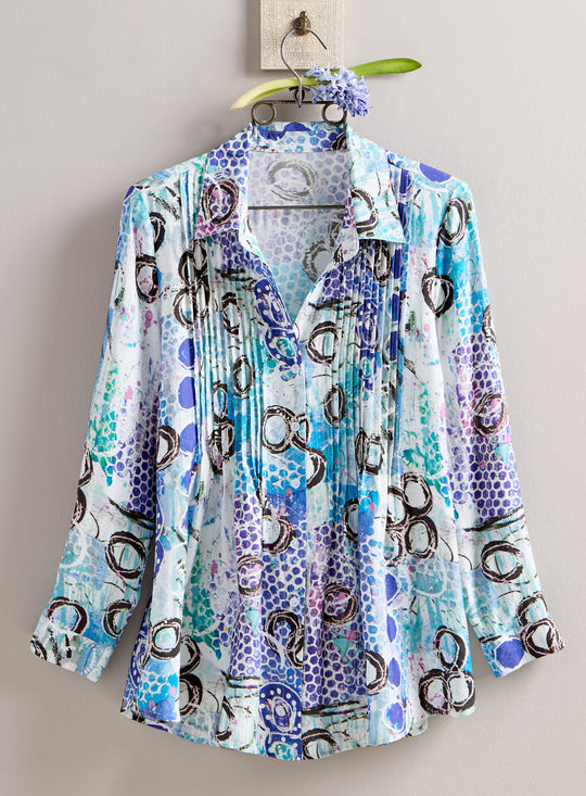 Cool Composition Pin Tuck Blouse