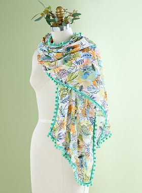 Fern Garden Pom-Pom Scarf