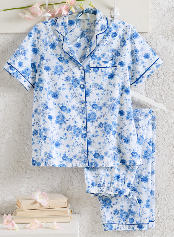 Porcelain Peony Short-Sleeve Pajamas