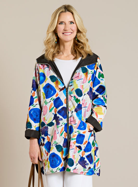 Watercolor Paintbox Reversible Raincoat