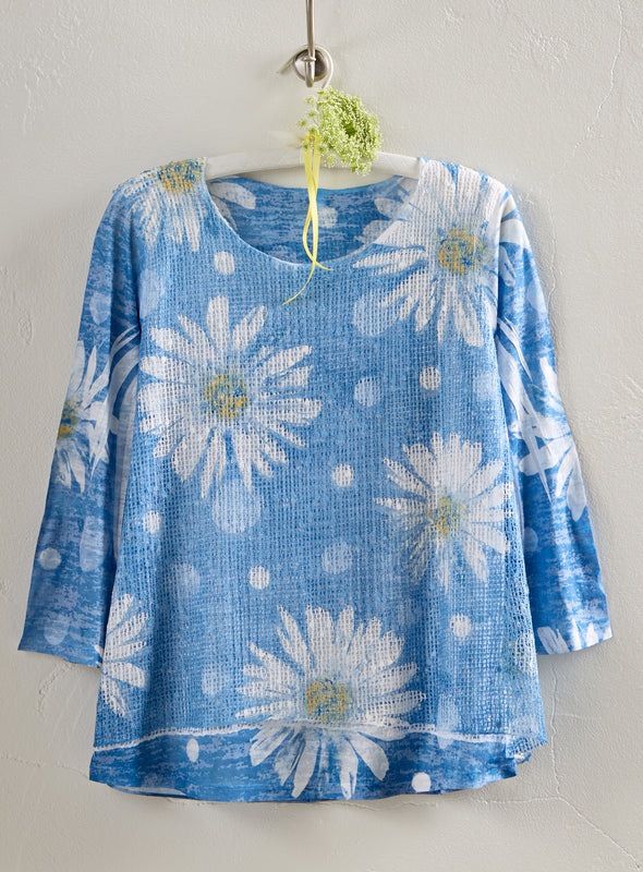 Polka Daisy Mesh Overlay Top