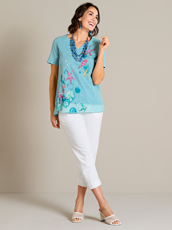 Sea Garden Cotton Capri Outfit