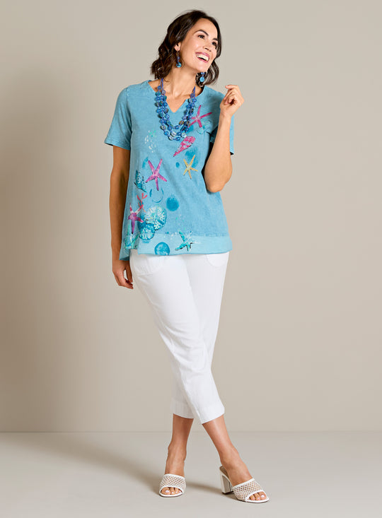 Sea Garden Cotton Capri Outfit