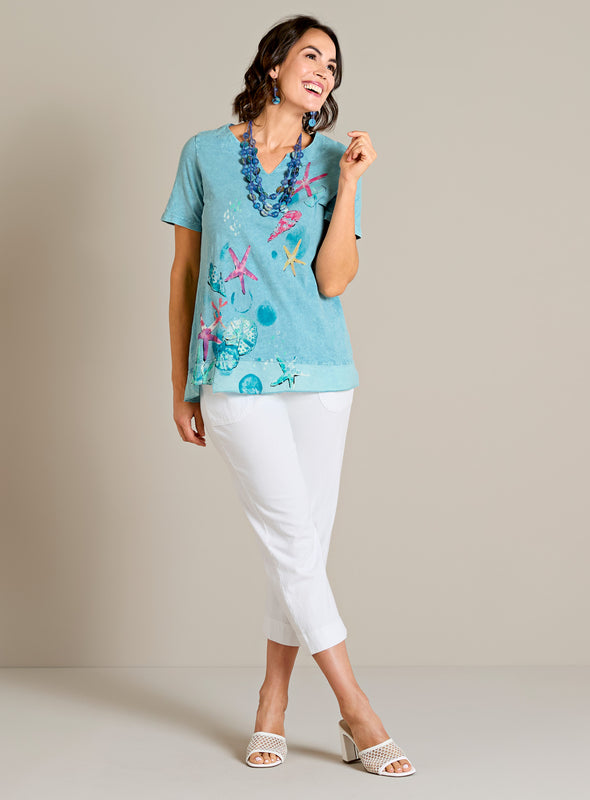 Sea Garden Cotton Capri Outfit