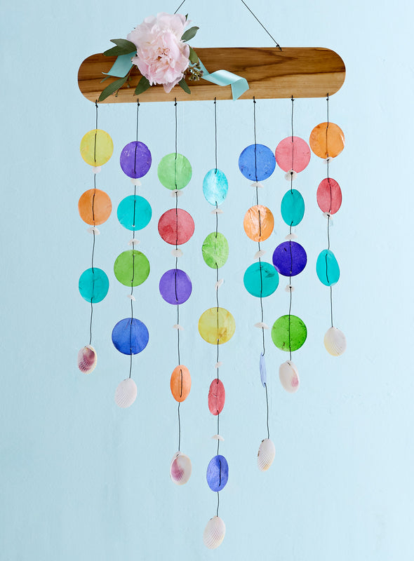 Rainbow Rainfall Capiz Shell Wind Chime