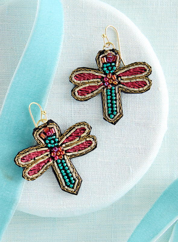 Dragonfly Days Beaded Earrings