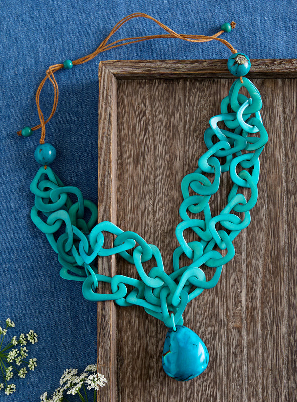 Chain Reaction Tagua Pendant Necklace