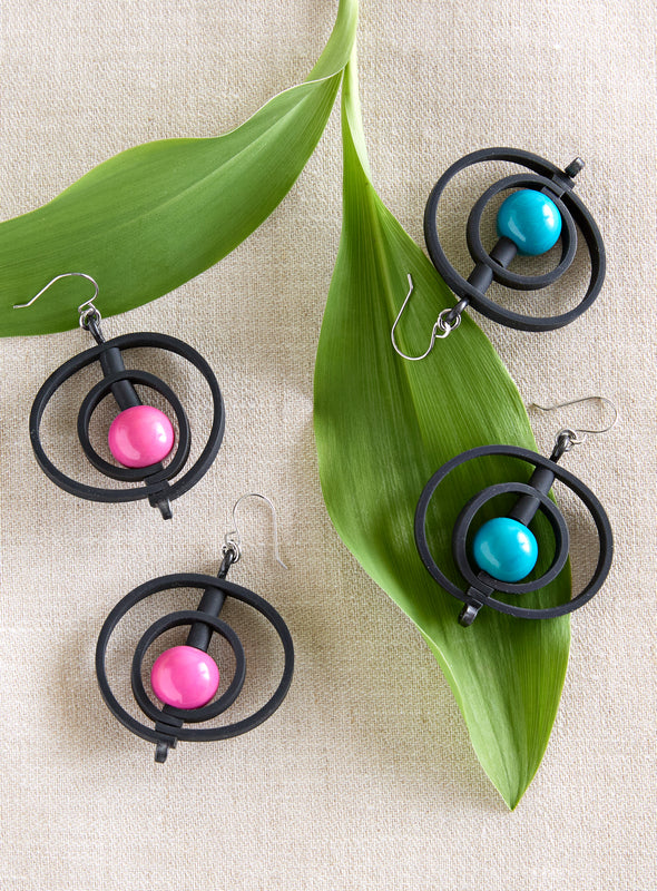 Double Orbit Tagua Earrings