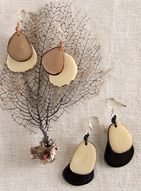 Two-Tone Tagua Earrings - Set of 2