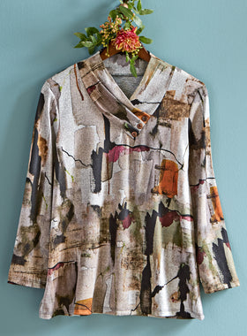 Stylish Sketch Crossover Collar Top