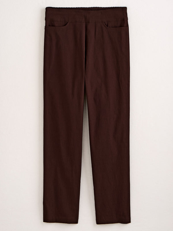 Kick It Up Flat Front Pants — Brown