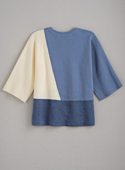 Around the Colorblock Pullover Sweater — Blue Ivory