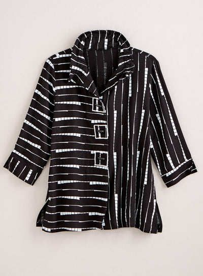 Dashing Ruffle Collar Shirt Jacket — Black