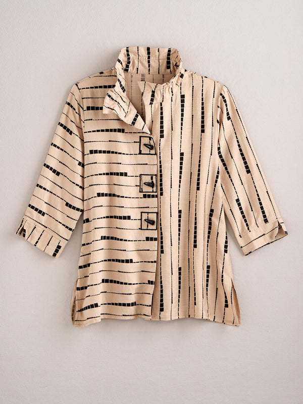Dashing Ruffle Collar Shirt Jacket — Tan