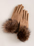 Faux Fur Pom-Pom Touchscreen Gloves — Brandy