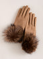 Faux Fur Pom-Pom Touchscreen Gloves — Brandy