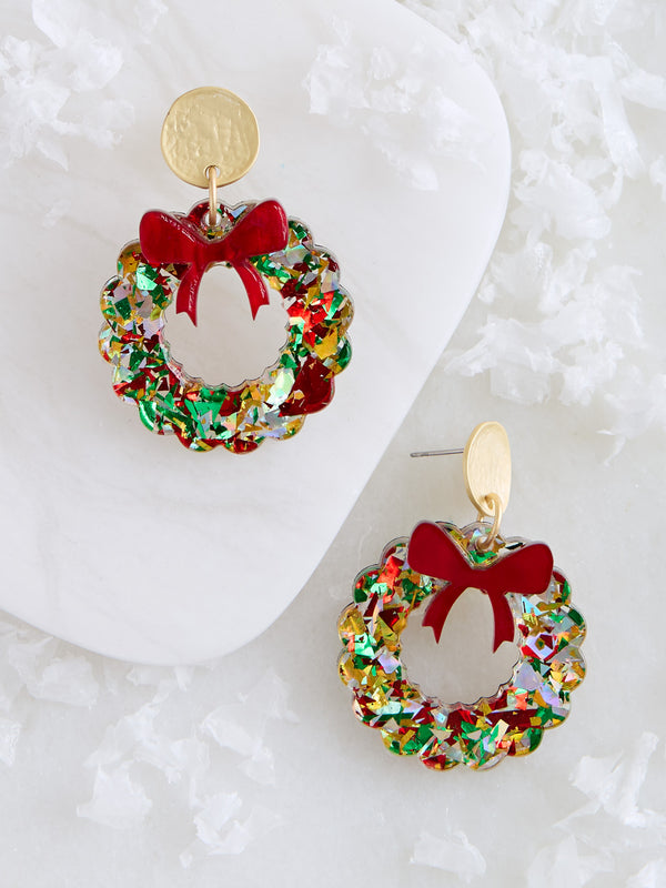 Confetti Wreath Earrings — Red