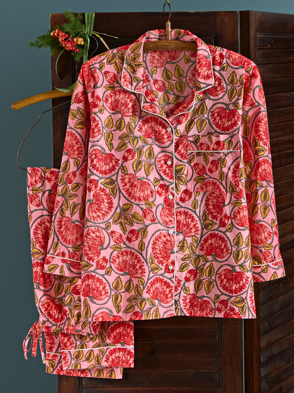 Bloom and Vine Long Sleeve Pajamas — Pink