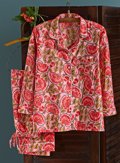 Bloom and Vine Long Sleeve Pajamas — Pink