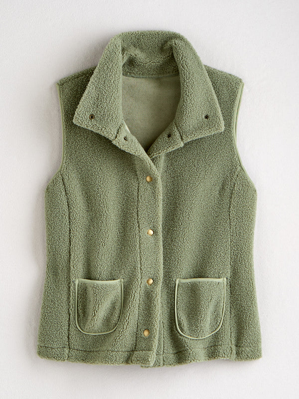 Shoulder Season Bouclé Fleece Vest — Olive
