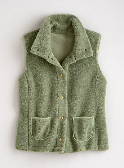 Shoulder Season Bouclé Fleece Vest — Olive