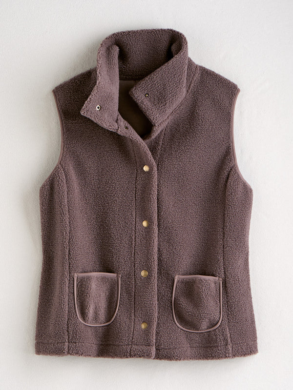 Shoulder Season Bouclé Fleece Vest — Taupe