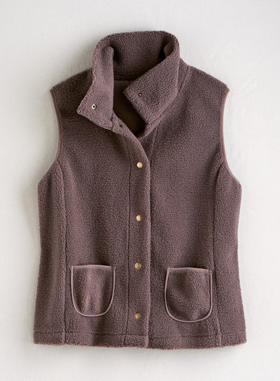 Shoulder Season Bouclé Fleece Vest — Taupe