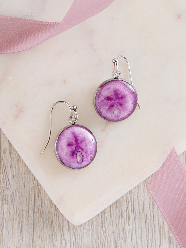 Five Doves Sand Dollar Earrings — Purple
