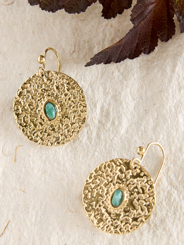 Green Earth Medallion Earrings