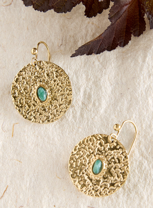 Green Earth Medallion Earrings