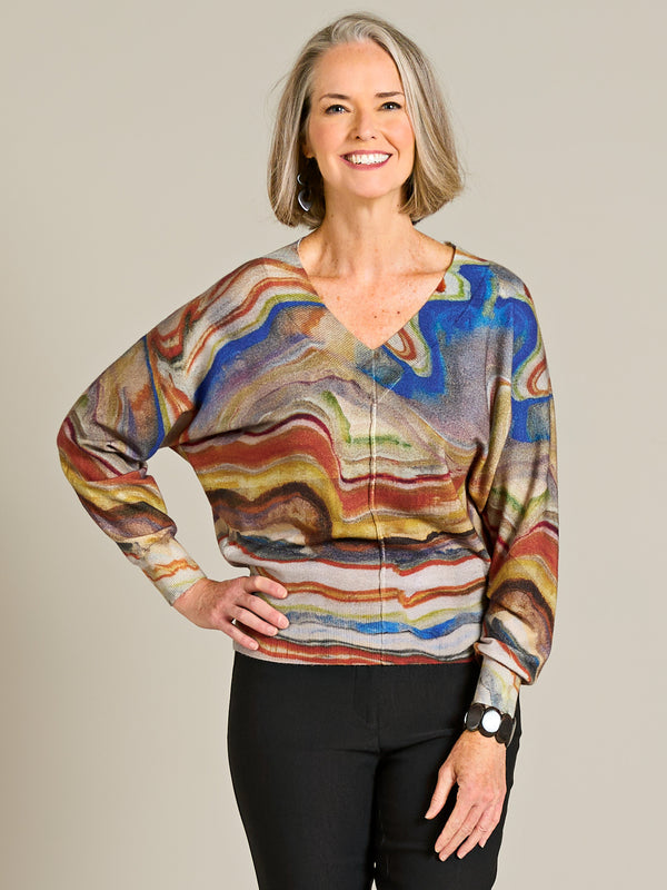 Desert Strata V-Neck Sweater