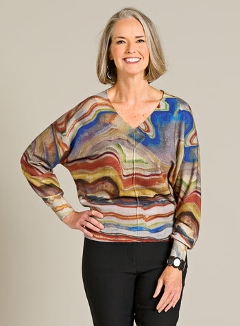 Desert Strata V-Neck Sweater