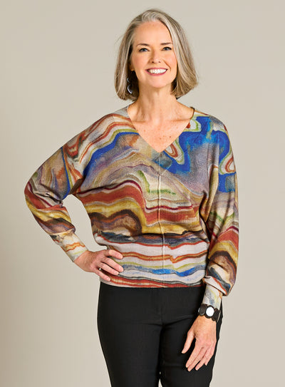 Desert Strata V-Neck Sweater