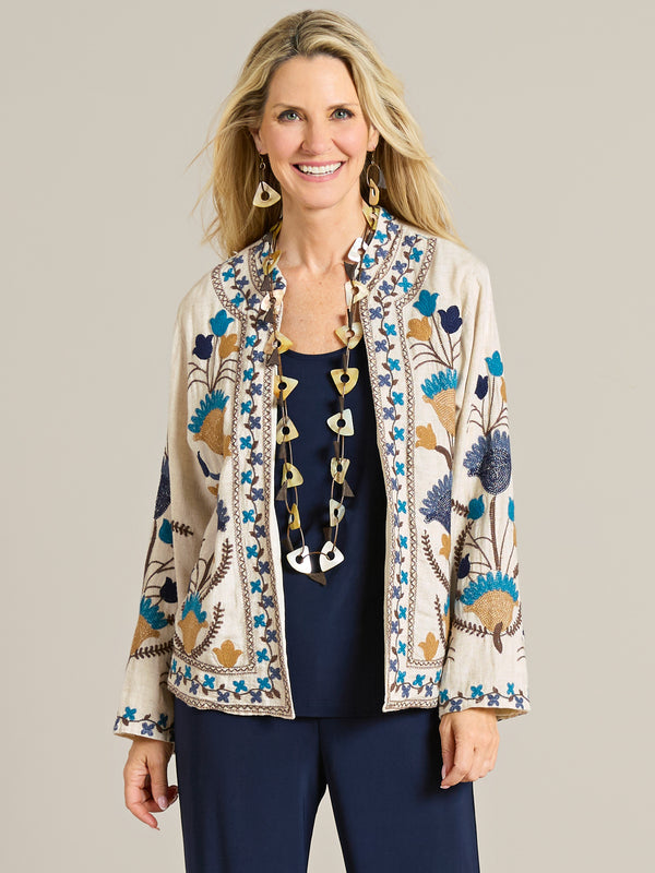 Ivory Bloom Chainstitch Jacket