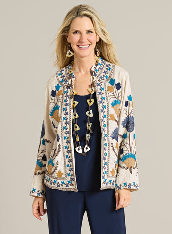 Ivory Bloom Chainstitch Jacket