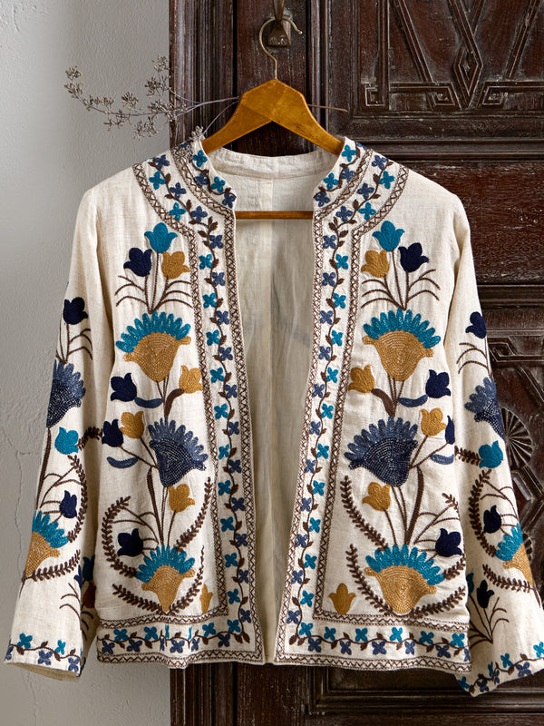 Ivory Bloom Chainstitch Jacket