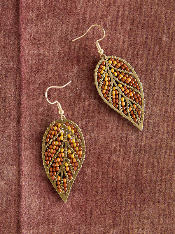 Leaf an Impression Beaded Earrings — Spice