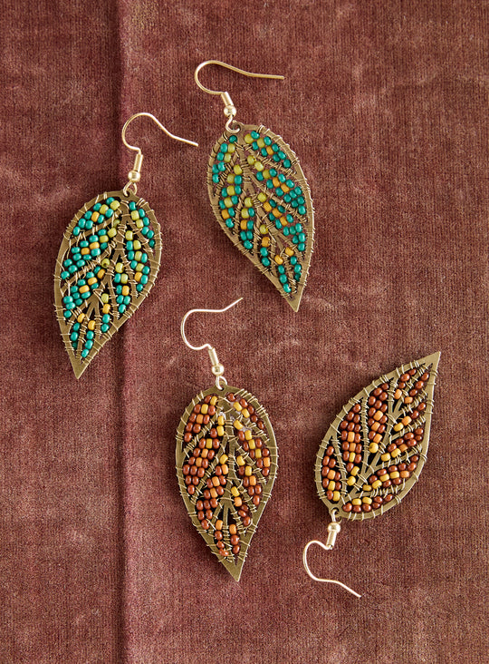 Leaf an Impression Beaded Earrings