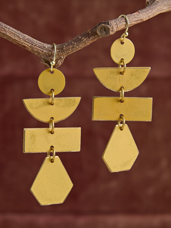 Tier Drop Earrings — Mustard