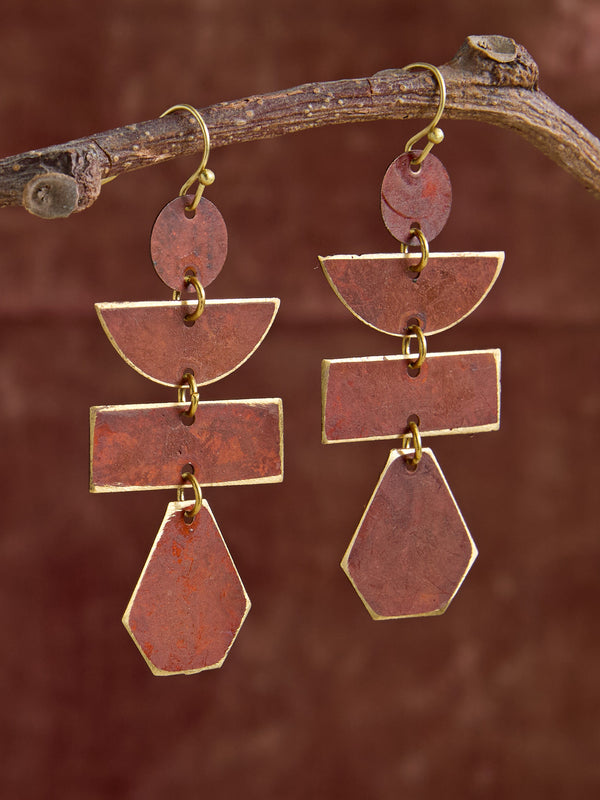Tier Drop Earrings — Rust
