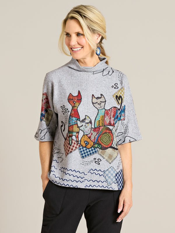 Stitch and Purr Waffle Knit Top