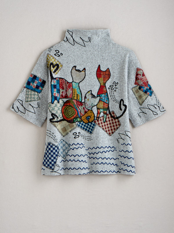 Stitch and Purr Waffle Knit Top
